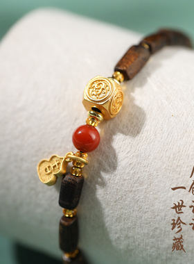 沉水级沉香新中式四方吉祥手串