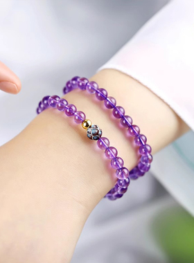 天然紫水晶静心莲花高级感手串