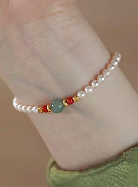 天然南红玛瑙复古新中式红色手串