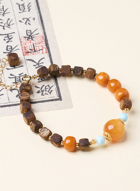 【普陀山祝福】沉香蜜蜡手链