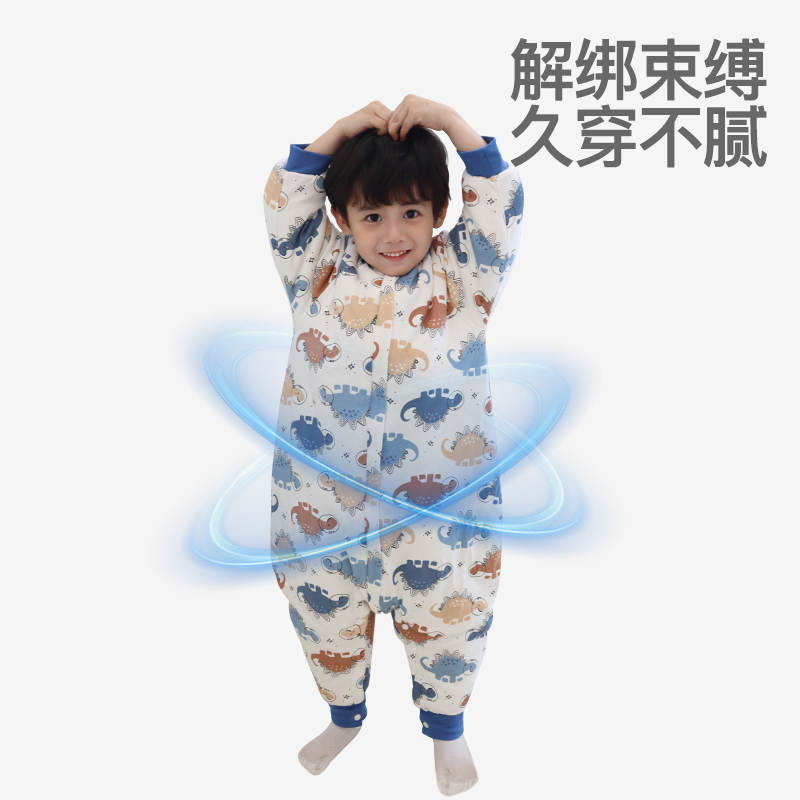 婴儿睡袋秋冬夹棉宝宝长袖分腿加厚睡衣新生儿拉链式多功能防踢被