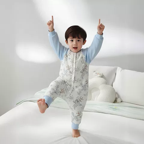 婴儿分腿睡袋秋冬加厚保暖防踢被子宝宝连体式夹棉长袖拉链家居服 图片 5
