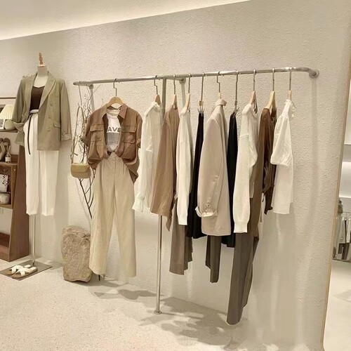不锈钢服装店上墙展示架简约女装店货架衣服架子壁挂式童装挂衣杆 - 图2