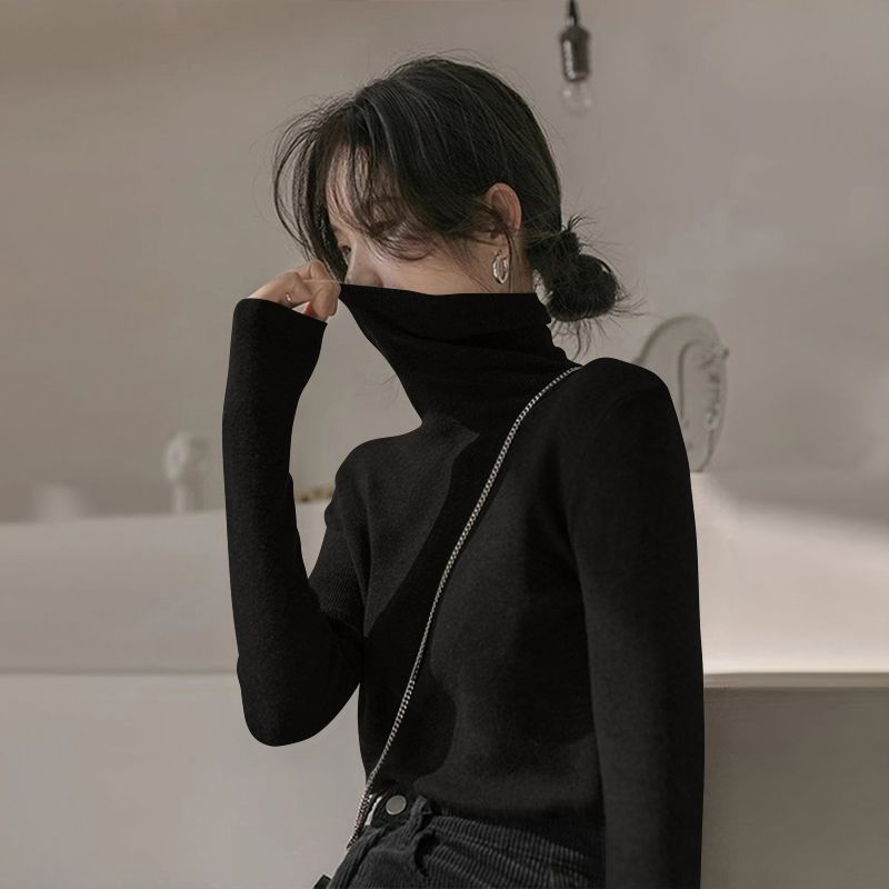 秋冬美拉德打底衫女慵懒风修身显瘦保暖长袖T恤大码内搭外穿上衣 - 图2