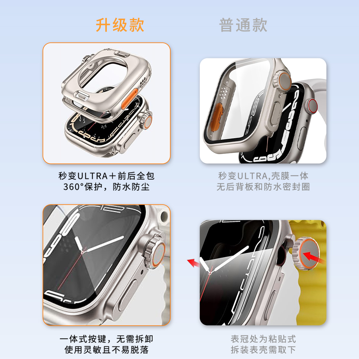 防水秒变Ultra 49 适用apple watchs9苹果手表保护壳保护膜iwatch保护套applewatch壳膜一体series7/8表带 - 图2