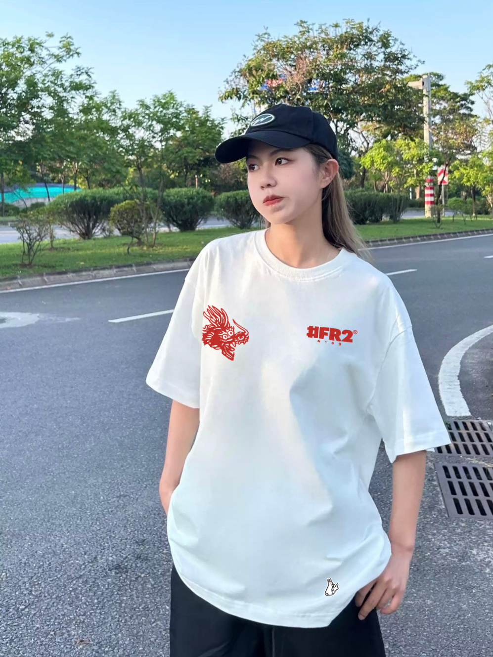 #FR2头狂 龙年限定 大白兔Dragonr Year T-shirt 日系纯棉短袖T恤 - 图0