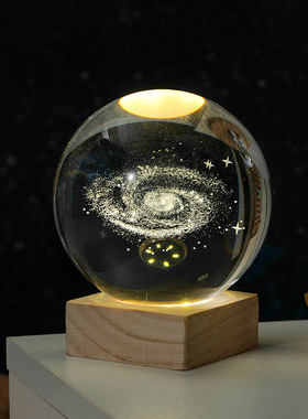 跨境批发3D内雕水晶球发光小夜灯家居礼品桌面装饰摆件送同学朋友