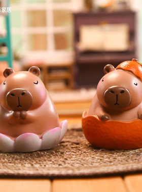 卡皮巴拉盲盒第二弹盲盒树脂工艺品摆件可爱卡通家居休闲装饰品节