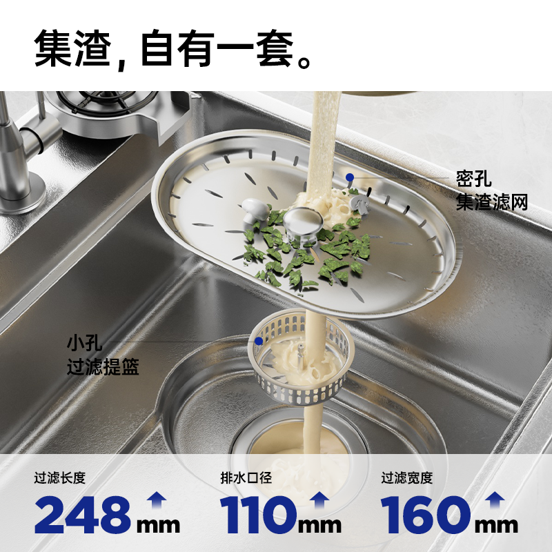 日式厨房水槽大单槽加厚SUS304不锈钢洗菜盆家用台上中下洗碗池 - 图3