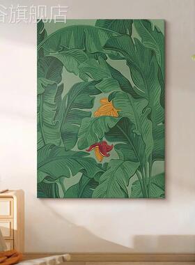 网红大芬村家业大绘关油画手绿色芭蕉叶肌理画植大物玄装饰画客挂