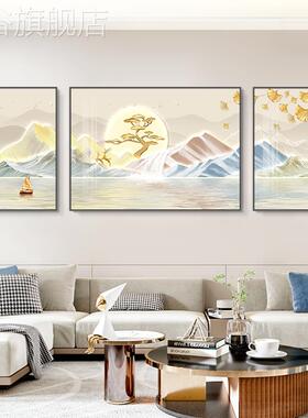 网红客厅装背饰画高级感景有靠背山壁画现代轻奢山水画沙发挂墙三