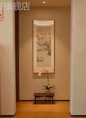 网红新中式玄关山头水装饰民画宿画酒店书房背景竖幅挂画画墙走廊