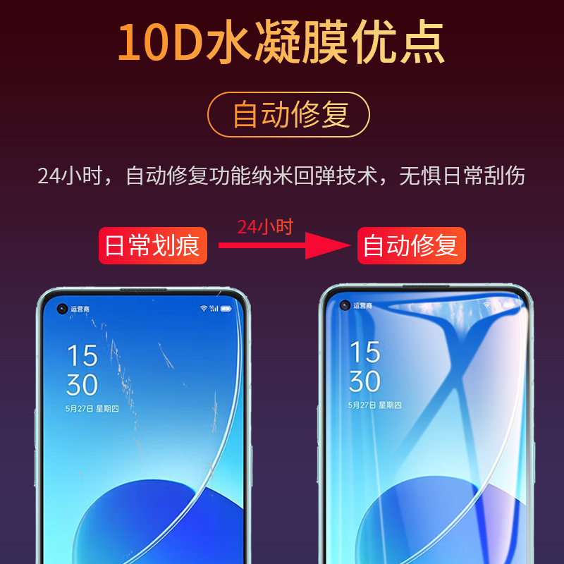 适用opporeno6pro手机膜reno6oppo钢化水凝膜opporeno65g曲面屏opρoreno十opporeon软opooreno全屏+oppereno - 图2