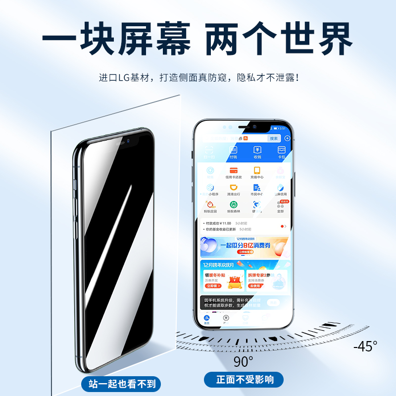 适用苹果11防窥膜iPhone11promax防窥钢化膜防摔全屏iponhe11pro手机膜ip11p十一挡窥防偷窥磨砂保护屏幕贴膜 - 图2