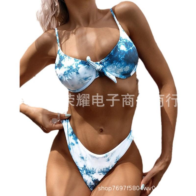 color solid push-up and pads chest with swimsuit two-piece - 图3