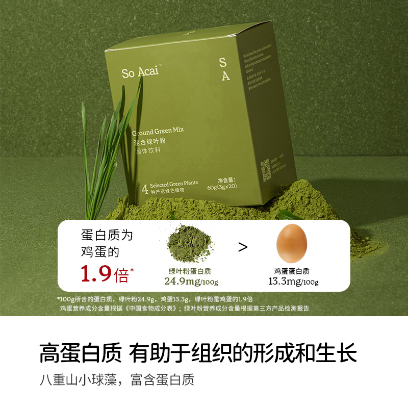 soacai混合绿叶粉小绿粉蔬菜粉膳食纤维抹茶粉青汁粉纯羽衣甘蓝粉 - 图0