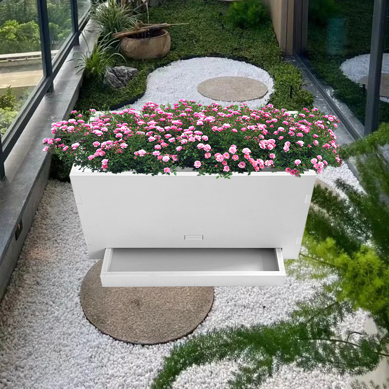 pvc花箱带托盘种植箱阳台客厅长方形花盆防晒耐腐蚀花槽支持定制,淘宝优惠券,粉丝福利购,淘宝优惠卷