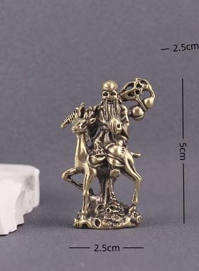 黄铜寿星骑鹿摆件铜雕