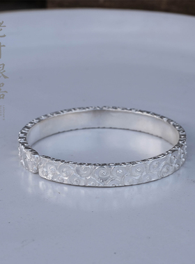 老寸银器ins情侣足银手工银手镯