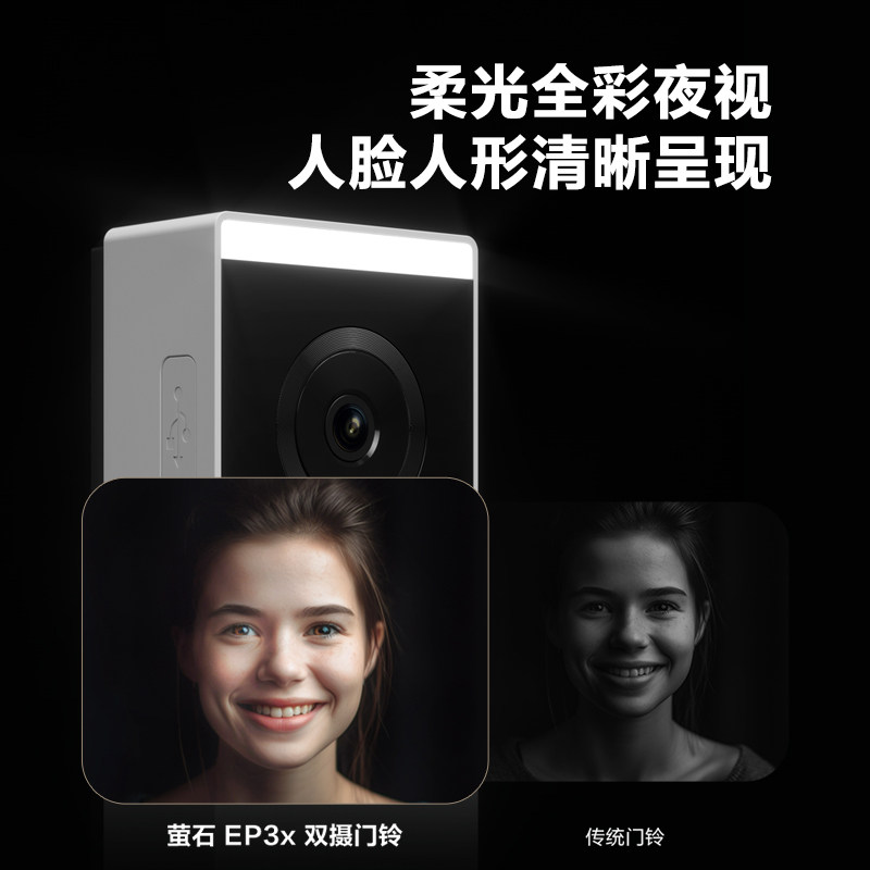 萤石（EZVIZ）EP3x+双摄可视门铃室内智能猫眼 - 图1