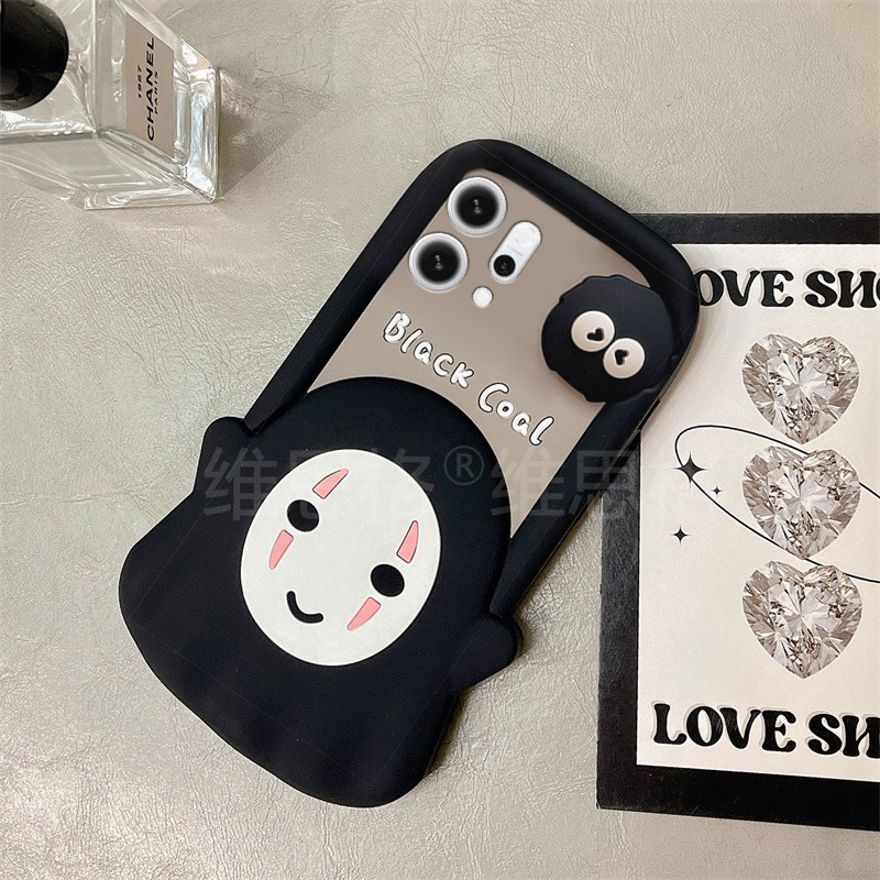 立体无脸男煤球适用opporeno14手机壳reno13pro+卡通12por动漫11黑色10创意ace2趣味9硅胶8软壳7se十oppo新款 - 图3