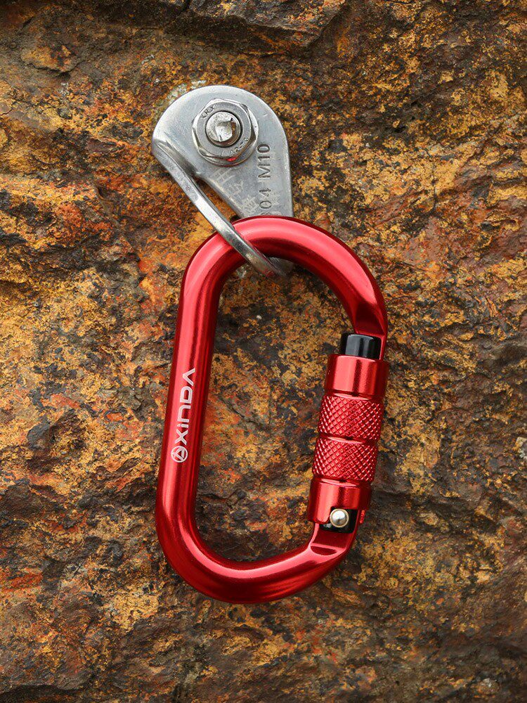 户外攀岩主锁登山扣o型丝扣锁攀岩钩安全扣锁具横渡溜索装备