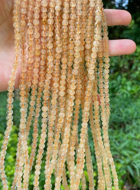 天然发晶水晶小米珠三圈手串DIY半成品手链项链串珠饰品配件