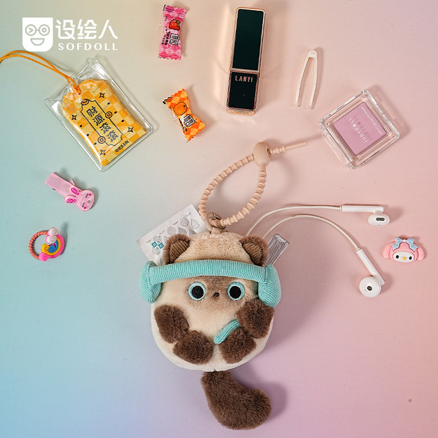 Calling kitten Bluetooth headset storage bag pendant gift