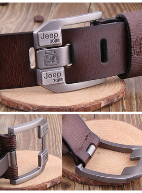 Genuine High Quality Leather Belt Men Luxury Vintage Metal P