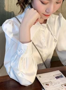 Women Chiffon Shirts White Turn Down Collar Blouse Shirt Sex