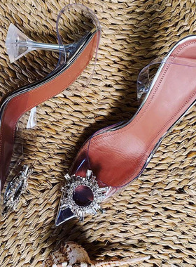 Transparent PVC Sandals Women Pointed Clear Crystal Cup High