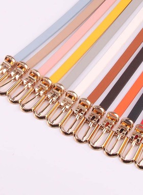 Women Faux Leather Belts Candy Color Thin Skinny Waistband A