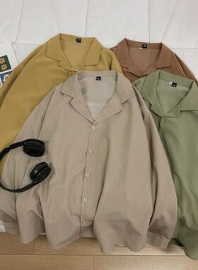 2022 Men's Suit Collar 6-color Coats Long Sleeve Loose Hawai