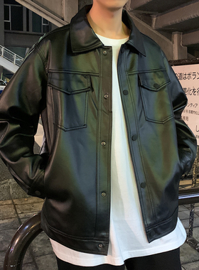 Spring New Loose Soft Leather Jacket Single Breasted Jacket
