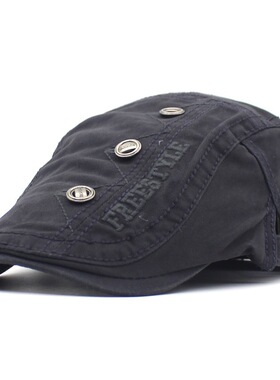 Spring Summer Letter Embroidery Newsboy Caps Men Cotton Flat