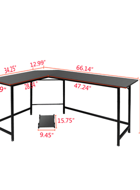 L-Shaped Desktop Computer Desk Black