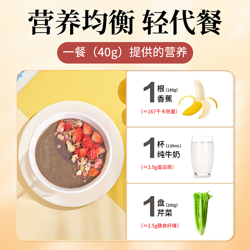 黑养黑黑芝麻核桃桑椹粉400g*2袋中式膳食黑营养早餐粉md