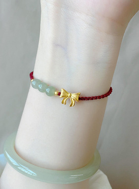 在逃公主蝴蝶结合金手链女好运珠编织绳本命年手绳送女友礼物手饰