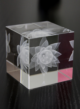 k9人造水晶3d内雕莲花摆件模型