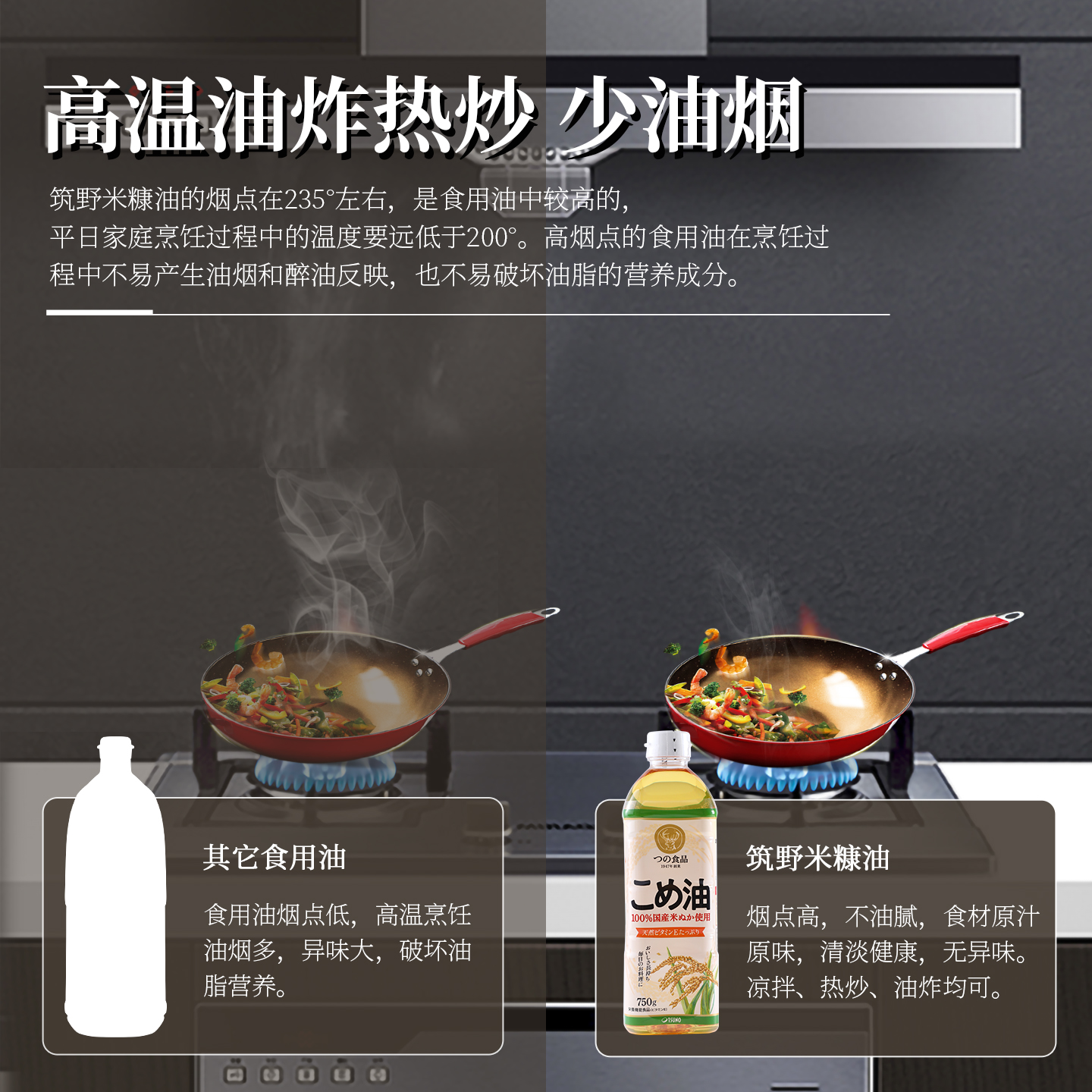TSUNO稻米油日本进口食用油小瓶米糠油纯正无添加米油正品750g - 图1
