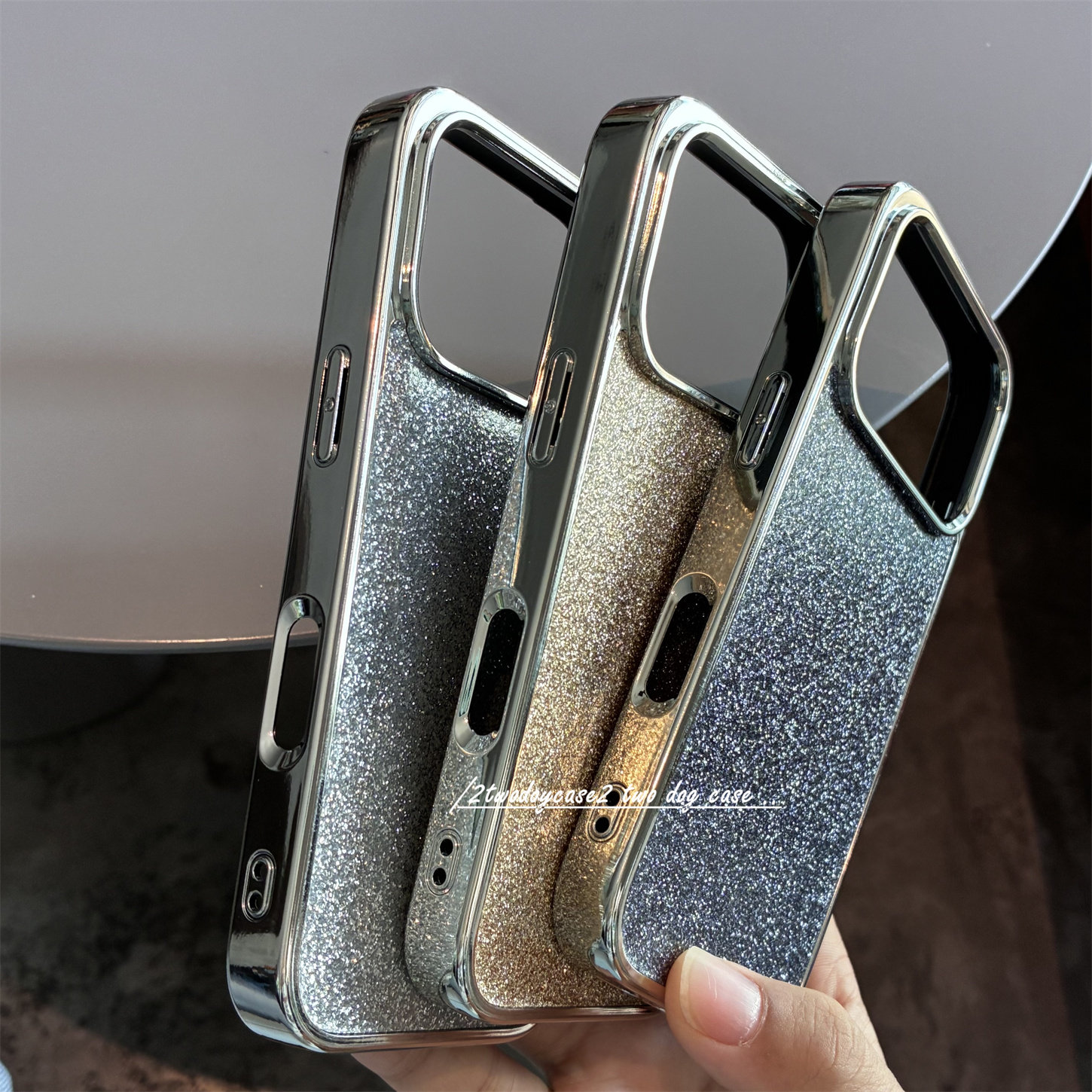 梦幻紫蓝色调17promax手机壳电镀银色边框亮晶晶银色奢华金色16pro/15/13PRO/12新款时尚小众闪粉贴纸背面壳,淘宝优惠券,粉丝福利购,淘宝优惠卷