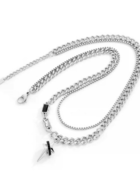 NG环绕芒星十字架叠戴钛钢项链