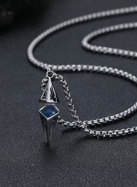 NG星芒菱形锆石几何钛钢吊坠项链