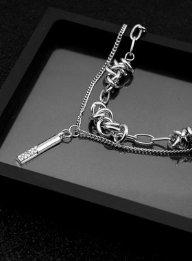 NG荆棘缠绕镶钻吊坠钛钢项链男士