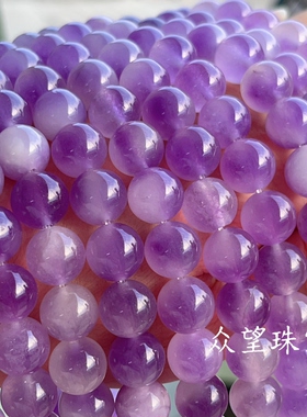 汉白玉加色  飘花紫色玉髓圆珠散珠diy手工串珠手串项链饰品配件