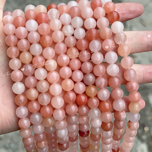 天然桃花酿玉石散珠 手串圆珠手工diy饰品配件串肉粉珠子 - 图1