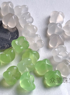 天然冰种白玛瑙桂花通孔配件配饰DIY小众雕刻件手串项链吊坠材料