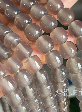 天然烟灰色玛瑙老型珠  直切灰玛瑙散珠diy手工手链烟灰多宝隔珠
