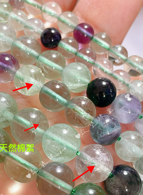 4-10mm天然彩萤石散珠 绿萤石圆珠手工diy饰品串珠配件