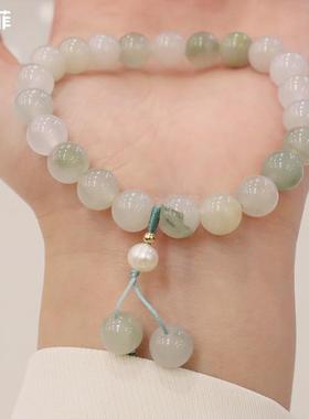 天山翠手链女简约手链玉石单圈手